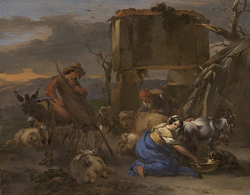 Pastoral Scene with a Shepherdess Milking a Goat, 1667, Nicolaes Berchem