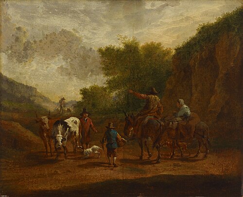 Peasants on the road, 1670, Nicolaes Berchem