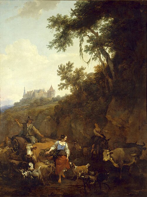 Landscape with Castle Bentheim, 1656, Nicolaes Berchem