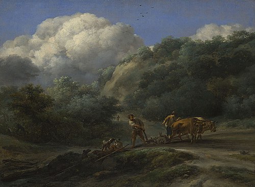 A Man and a Youth ploughing with Oxen, 1650, Nicolaes Pieterszoon Berchem