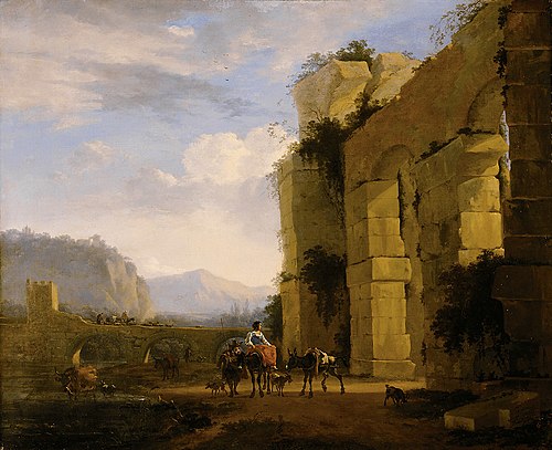 Landscape with the ruin of an aquaduct, 1675, Nicolaes Pieterszoon Berchem