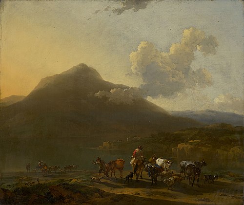 Peasants with Cattle and Sheep before a Mountainous Landscape, 1660, Nicolaes Pieterszoon Berchem