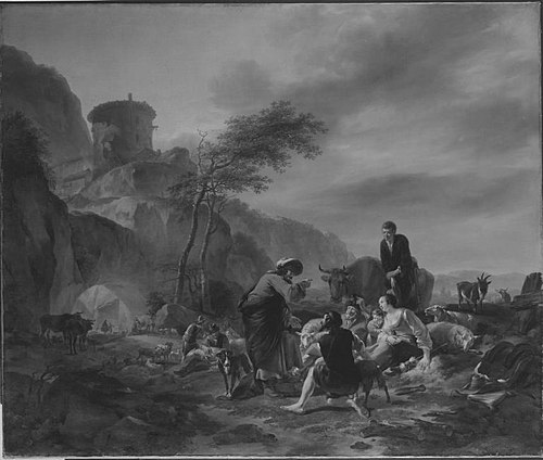 Laban divides the work, 1643, Nicolaes Pieterszoon Berchem