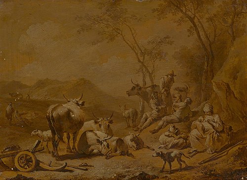 Landscape with Herdsmen and Herd (copy ?), 1670, Nicolaes Pieterszoon Berchem