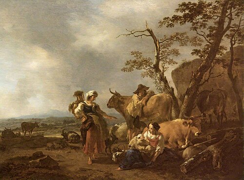 Pastoral Scene with Figures and Animals, 1661, Nicolaes Berchem
