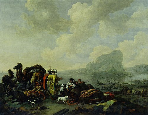 Riverbank with Oriental Merchants, 1657, Nicolaes Pieterszoon Berchem