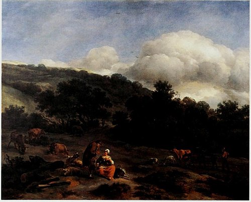 Hilly Landscape with Herders, 1665, Nicolaes Berchem