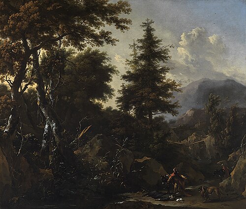 Mountain landscape with figures from the old testament, 1664, Nicolaes Pieterszoon Berchem