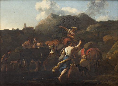 Landscape with shepherds and cattle, 1680, Nicolaes Pieterszoon Berchem