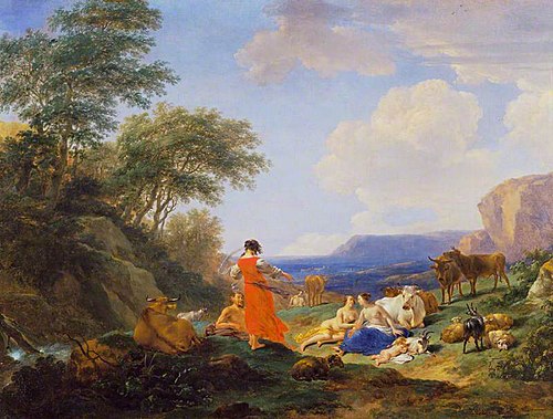The Infant Jupiter with the Nymphs on Mount Ida, 1650, Nicolaes Pieterszoon Berchem