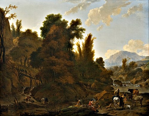 Mountain Landscape with Cattle Herders, 1650, Nicolaes Berchem