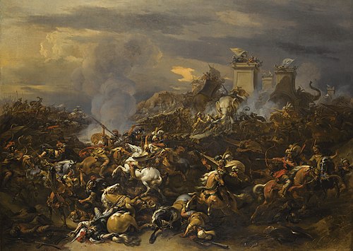 The army of Porus and its elephants are conquered by Alexander, 1670, Nicolaes Pieterszoon Berchem