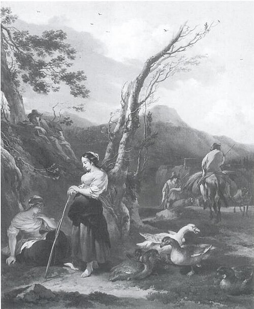 Landscape with peasants and geese, 1665, Nicolaes Pieterszoon Berchem