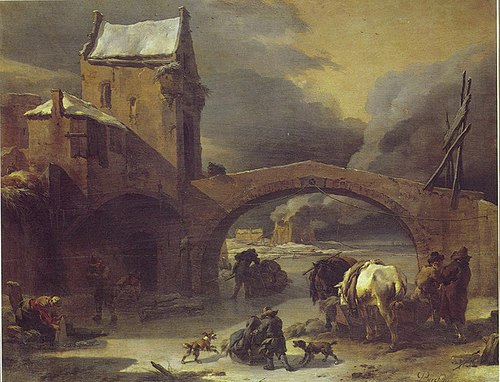 A Winter Landscape with a Stone Bridge, 1655, Nicolaes Pieterszoon Berchem
