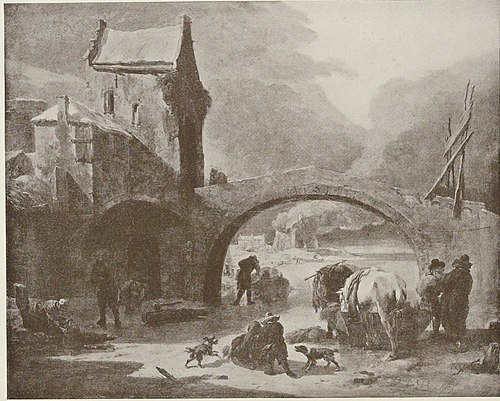 A Winter Landscape with a Stone Bridge, 1680, Nicolaes Pieterszoon Berchem