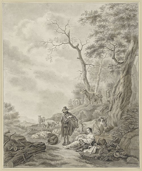 A Hurdy-Gurdy Player in a Landscape, 1647, Nicolaes Pieterszoon Berchem