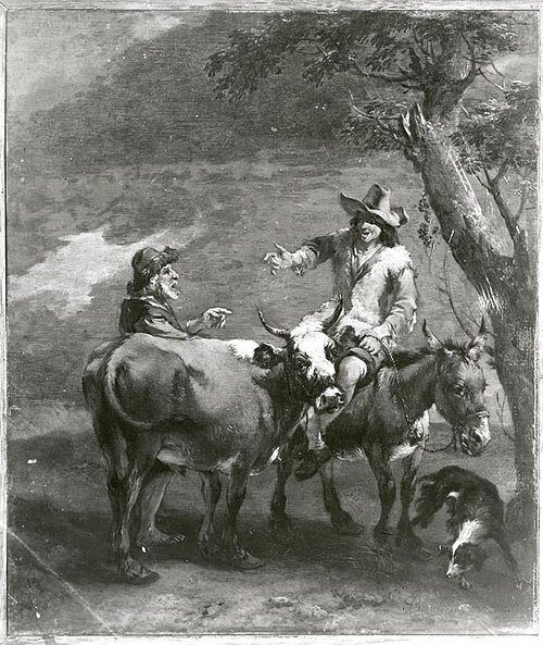 Landscape with a cowherd and a donkey rider, 1650, Nicolaes Pieterszoon Berchem