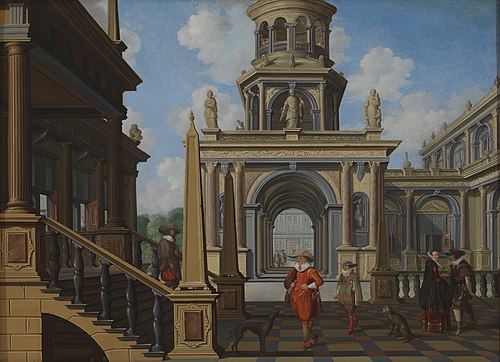 Architectural Scene: A Palace Court, 1627, Dirk van Delen