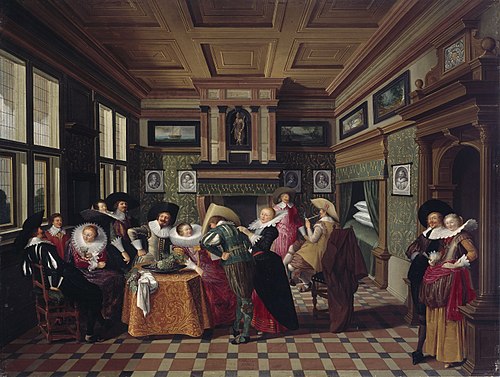 An Interior with Ladies and Cavaliers, 1629, Dirck van Delen
