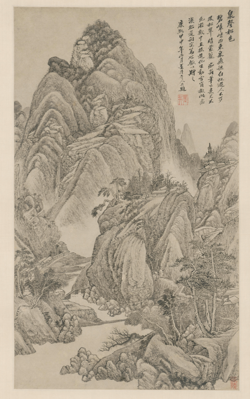 吴历泉声松色轴, , Wu Li