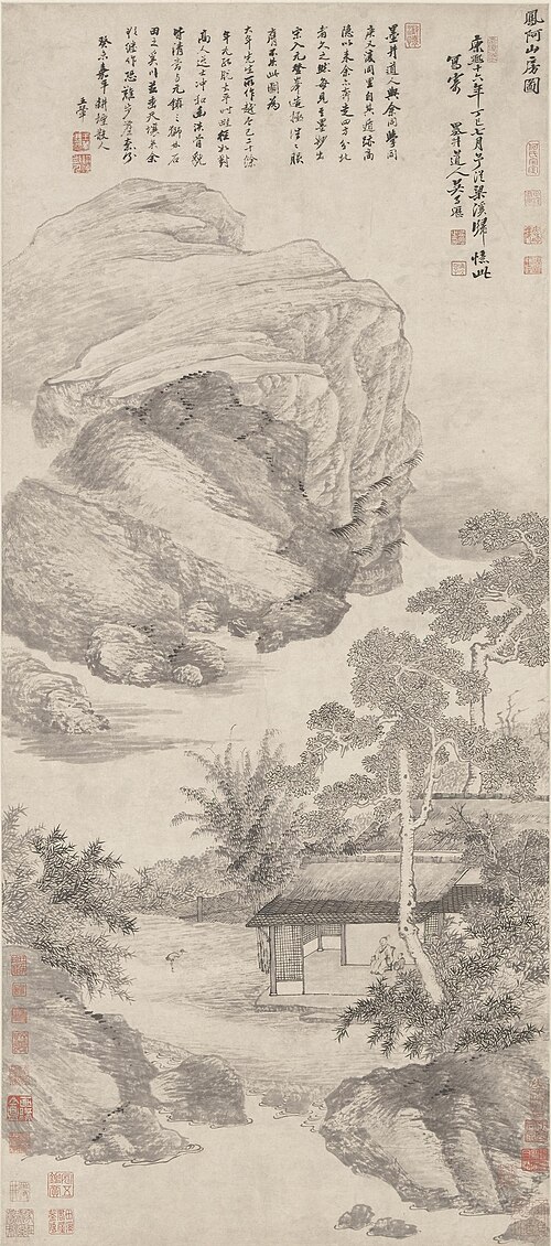 清 吴历 凤阿山房图轴, 1677, Wu Li