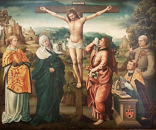 Le Calvaire avec François Poncher en prière, 1520, Noël Bellemare