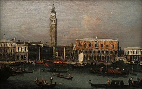 View of the Piazetta and the Molo in Venice from the Bacino di S. Marco, 1745, Francesco Albotto