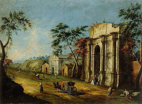 Capriccio with a Classical Triumphal Arch, 1750, Francesco Albotto