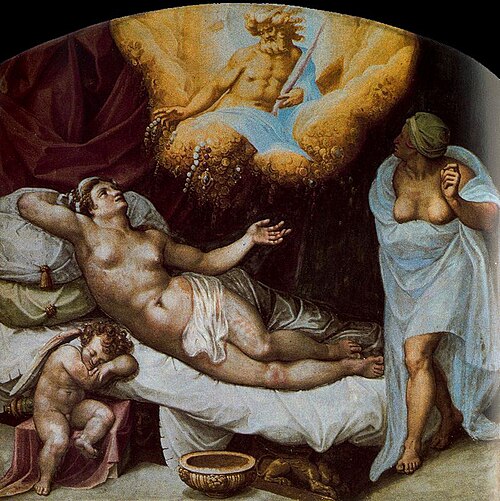 Danae recibiendo la lluvia de oro, 1560, Gaspar Becerra