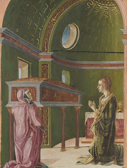 Saint Lucy and Saint Eutychia at the Shrine of Saint Agatha, 1484, Cosmè Tura