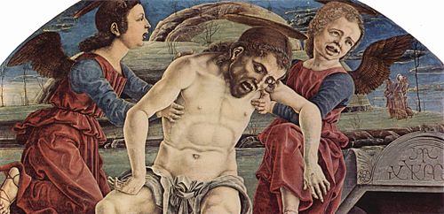 Body of Christ held by angels, 1465, Cosmè Tura