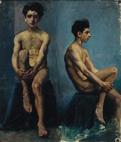 Sketch of a Man from the Front and the Side, 1924, Xu Beihong