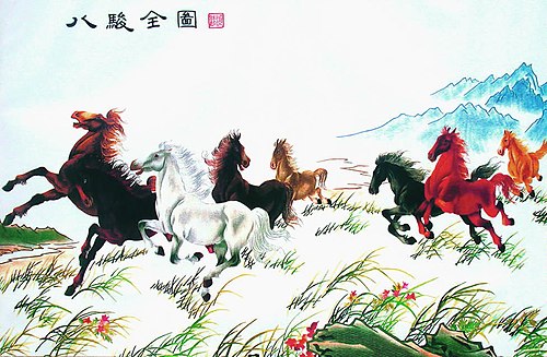 Les Huit Chevaux, , Xu Beihong