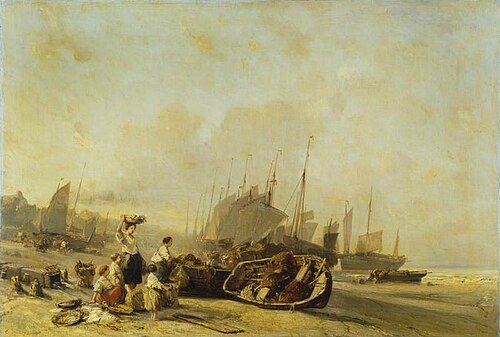 Boats on the Shore at Calais, 1851, Eugène Isabey