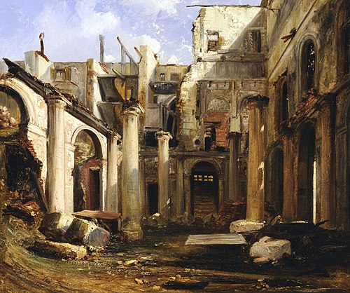 Ruines du Théâtre-Italien après l’incendie de 1838, 1839, Eugène Isabey