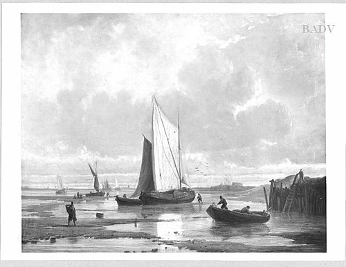 Fishing boats between Sand Banks, 1834, Eugène Isabey