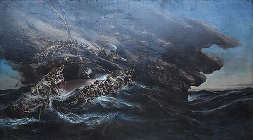 L'incendie du steamer Austria, 1858, Eugène Isabey