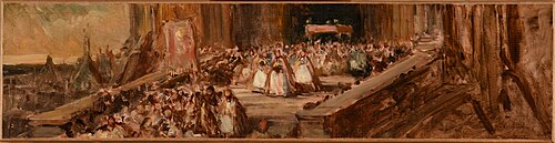Procession sortant d'une église, 1850, Eugène Isabey