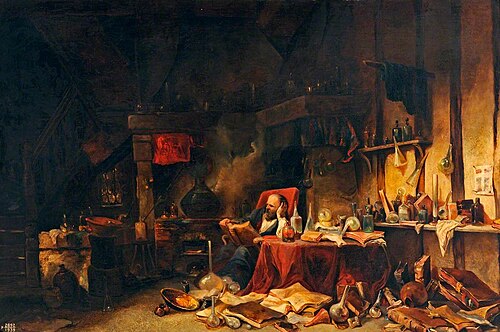 An Alchemist in His Laboratory, , Eugène Isabey