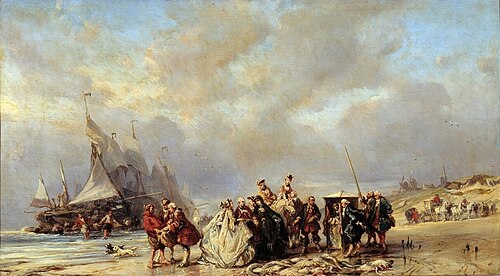 Seigneurs sur la plage de Scheveningue, 1860, Eugène Isabey