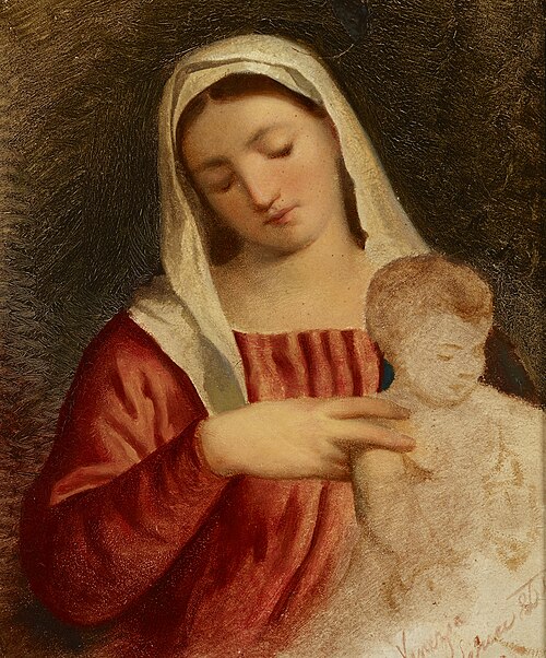 Madonna with Child – Copy of the fragment of the painting "Madonna with Child and Saints" by Bonifac, 1864, Artur Grottger