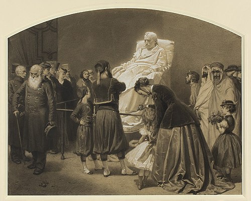 Przed posągiem Napoleona, 1867, Artur Grottger