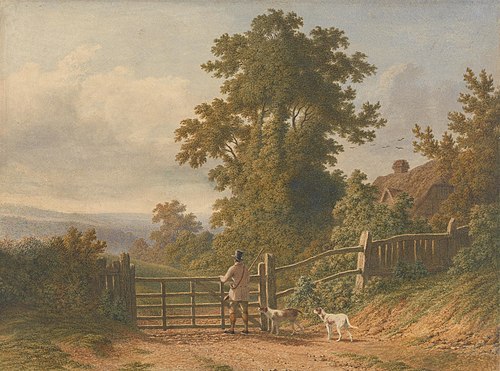 Sportsman and His Dogs, 1828, Patrick Nasmyth