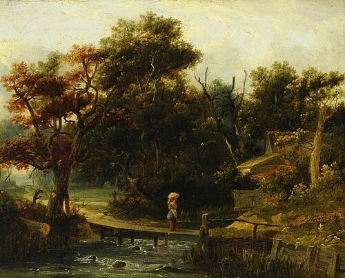 Landscape, Woman Crossing a Stream, , Patrick Nasmyth