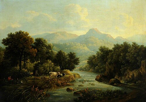 Wooded Landscape with Cows at a Riverbank, 1819, Patrick Nasmyth