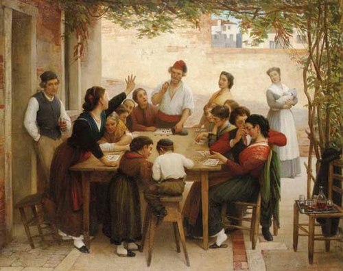 The bingo game, 1871, Eugene de Blaas