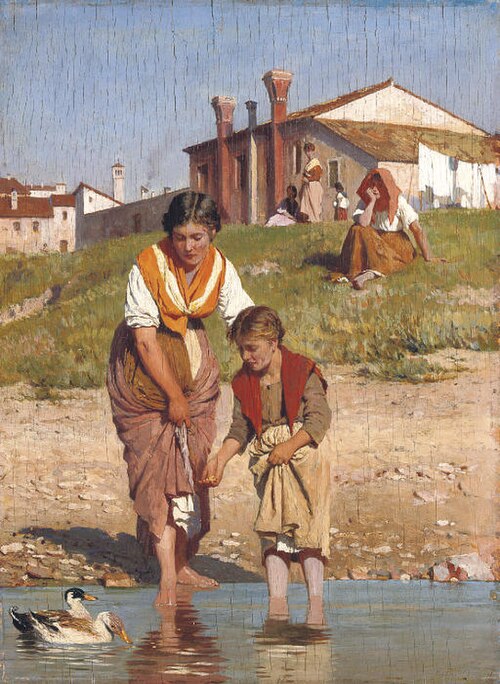 Feeding the ducks, 1874, Eugene de Blaas