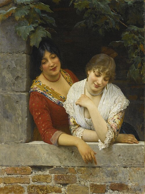 Venetians at the balcony, 1881, Eugene de Blaas