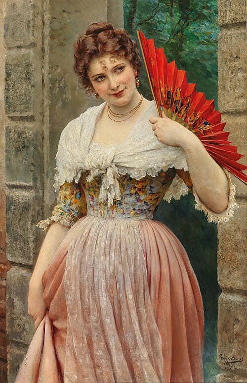 Young lady with red fan, 1897, Eugene de Blaas