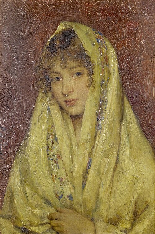 Girl in a yellow shawl, , Eugene de Blaas